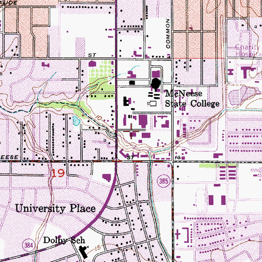 Topographic Map of McNeese State University Frazar Memorial Library, LA