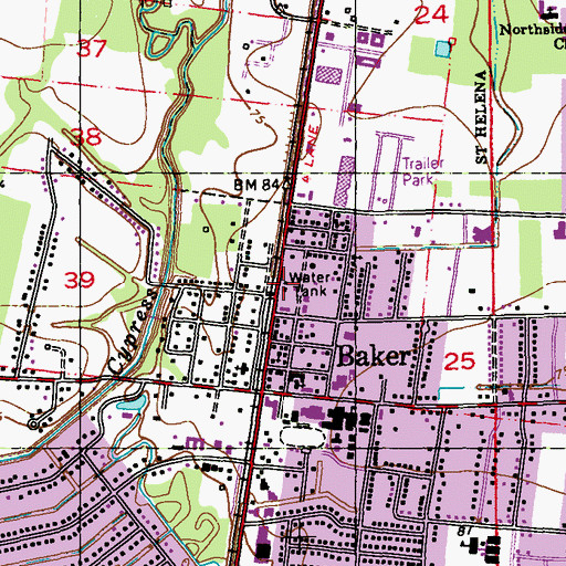 Topographic Map of Baker Heritage Museum and Cultural Center, LA