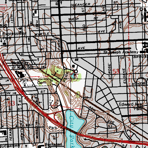 Topographic Map of Baton Rouge Gallery, LA