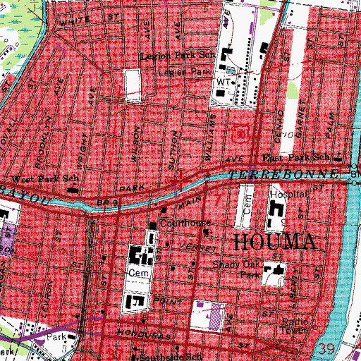 Topographic Map of Bayou Terrebonne Waterlife Museum, LA