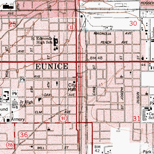 Topographic Map of Cajun Music Hall of Fame and Museum, LA