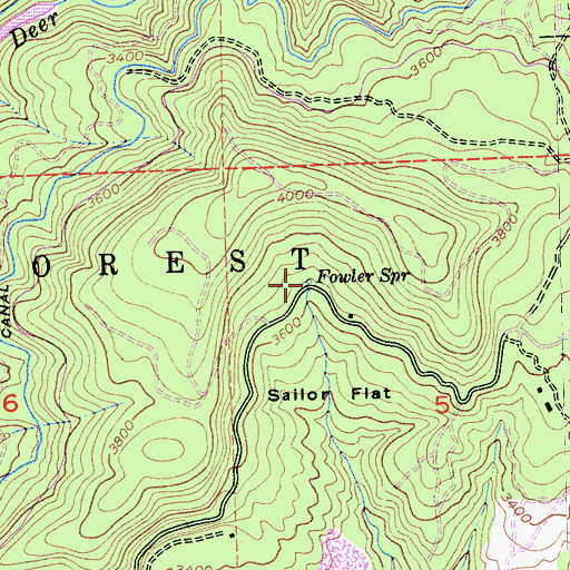 Topographic Map of Fowler Spring, CA