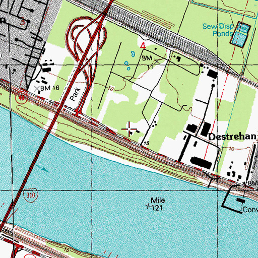 Topographic Map of Destrehan Plantation, LA