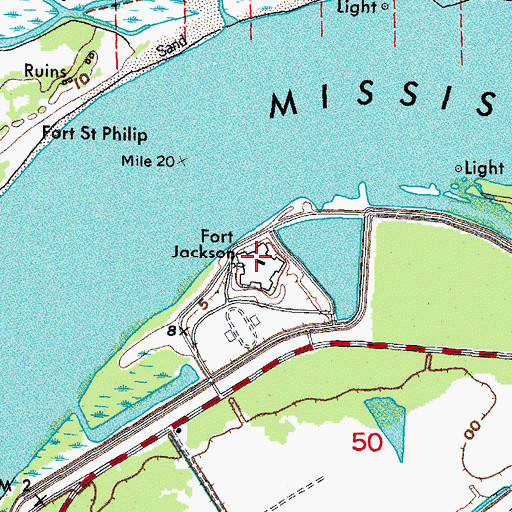 Topographic Map of Fort Jackson Museum, LA