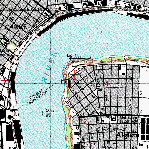 Topographic Map of Friends of Algiers Courthouse Museum, LA