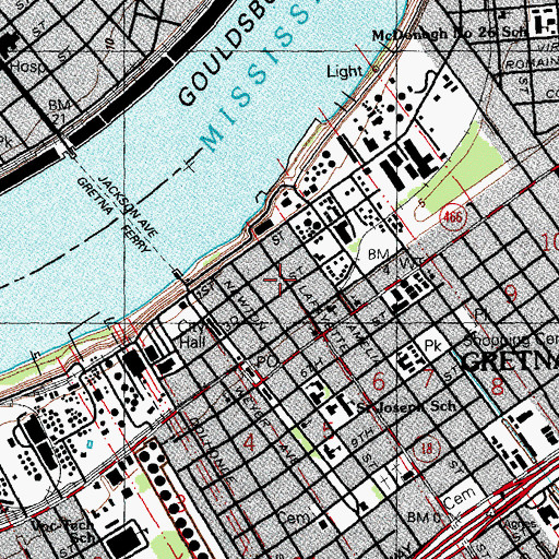 Topographic Map of Gretna Gun Museum, LA