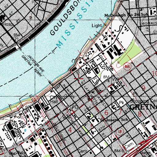 Topographic Map of Gretna Historical Society, LA