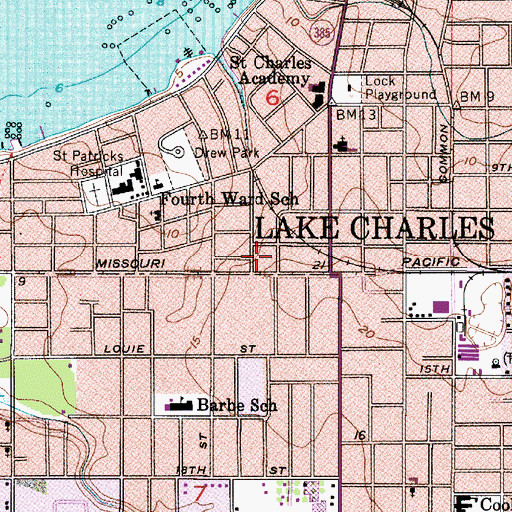 Topographic Map of Imperial Calcasieu Museum, LA