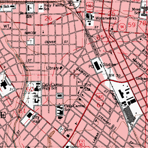 Topographic Map of Lafayette Natural History Museum and Historical Society, LA