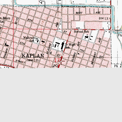 Topographic Map of Le Musee de la Ville de Kaplan, LA