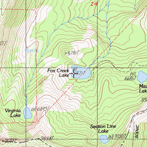 Topographic Map of Fox Creek Lake, CA