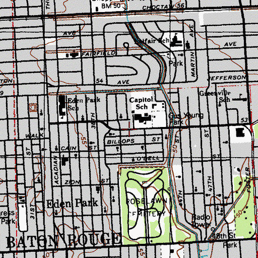 Topographic Map of Louisiana Black History Hall of Fame, LA
