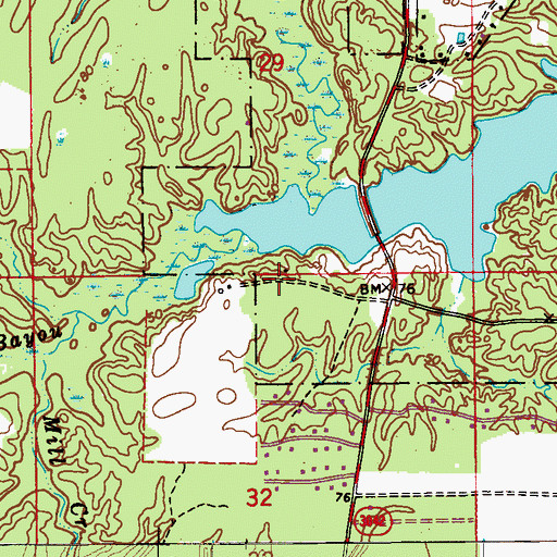 Topographic Map of Louisiana State Arboretum, LA