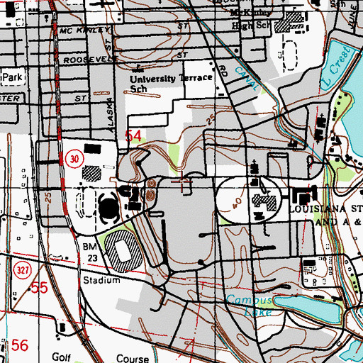 Topographic Map of Louisiana State University Museum of Natural Science, LA