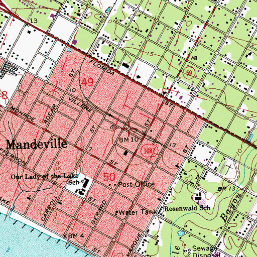 Topographic Map of Mandeville Cultural Interpretive Center, LA