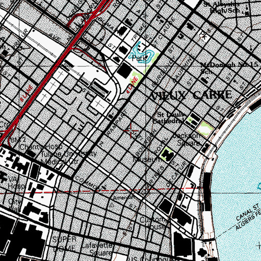 Topographic Map of Musee Conti Wax Museum, LA