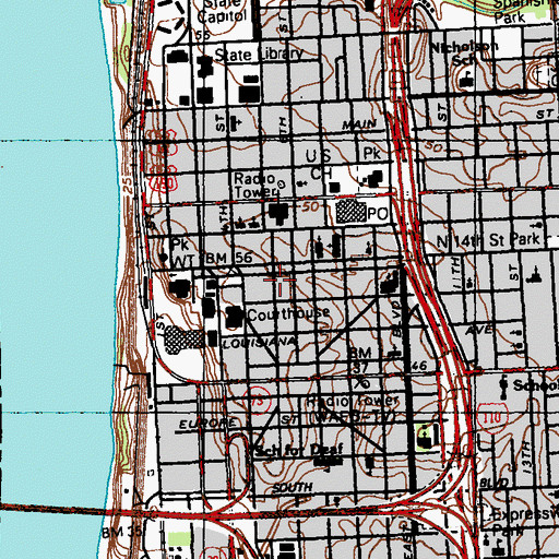 Topographic Map of Old Governor's Mansion Museum, LA