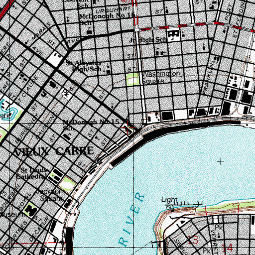Topographic Map of Old United States Mint, LA