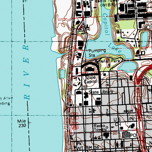 Topographic Map of Pentagon Barracks Museum, LA
