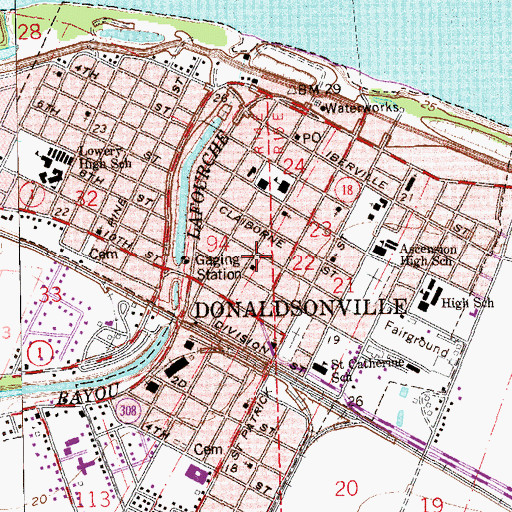 Topographic Map of River Road African American Museum, LA