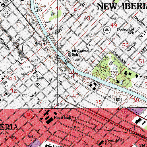 Topographic Map of Shadows on the Teche Museum, LA