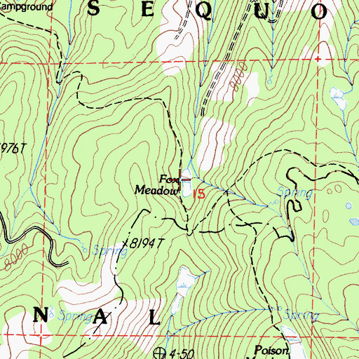 Topographic Map of Fox Meadow, CA