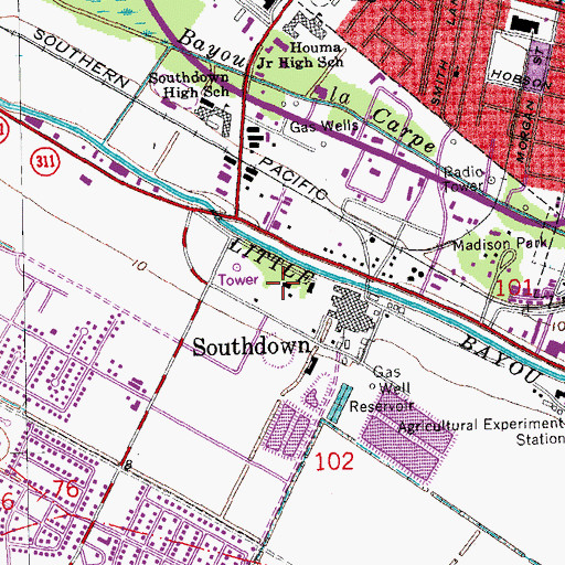 Topographic Map of Terrebonne Museum, LA