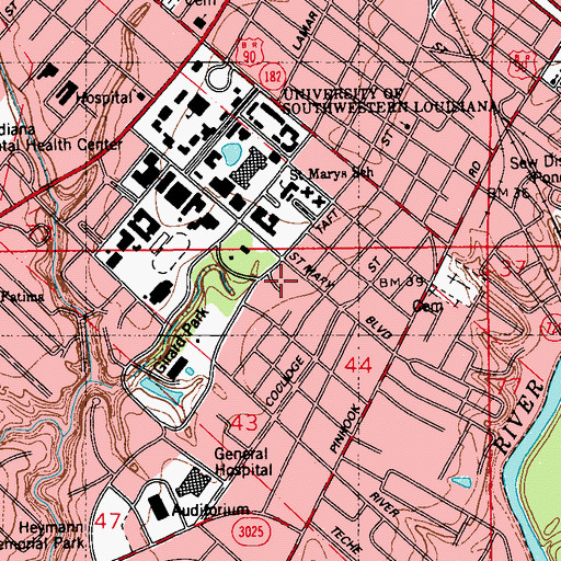 Topographic Map of University of Louisiana Lafayette Paul and Lulu Hilliard Art Museum, LA