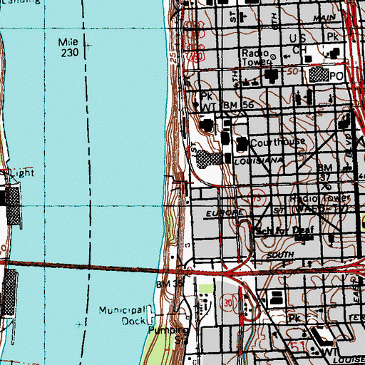 Topographic Map of USS Kidd and Veterans Memorial, LA