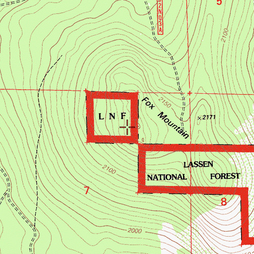 Topographic Map of Fox Mountain, CA