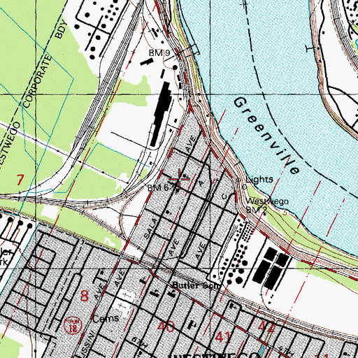 Topographic Map of Westwego Historical Museum, LA