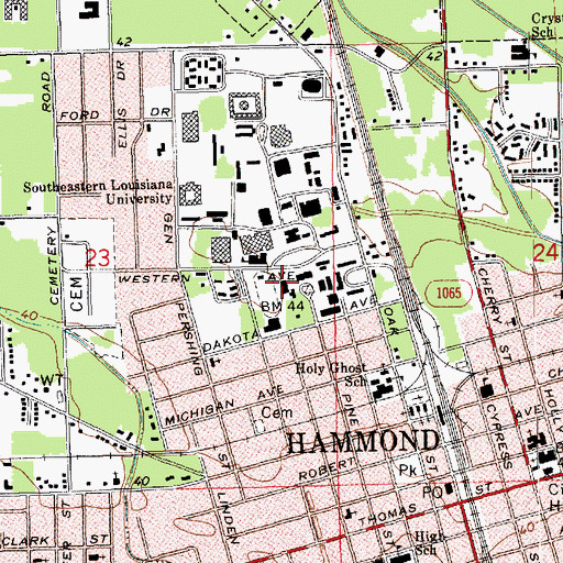 Topographic Map of Southeastern Louisiana University Contemporary Art Gallery, LA