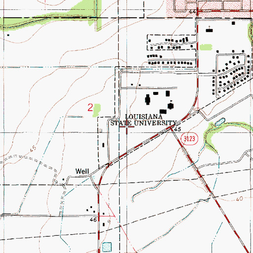 Topographic Map of Louisiana State University Eunice Campus Bengal Stadium, LA