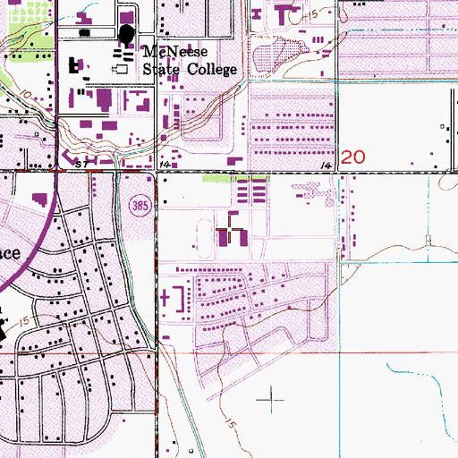 Topographic Map of McNeese State University Cowboy Stadium, LA
