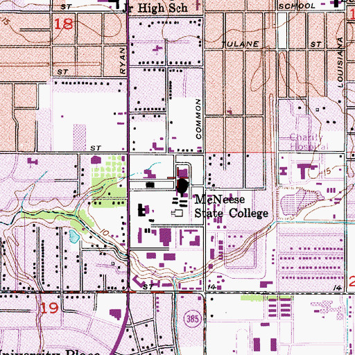 Topographic Map of McNeese State University Ward Arena, LA