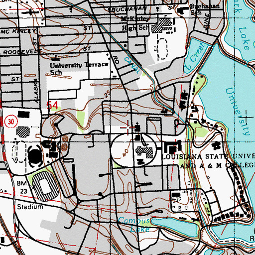 Topographic Map of Louisiana State University Visitor's Center, LA
