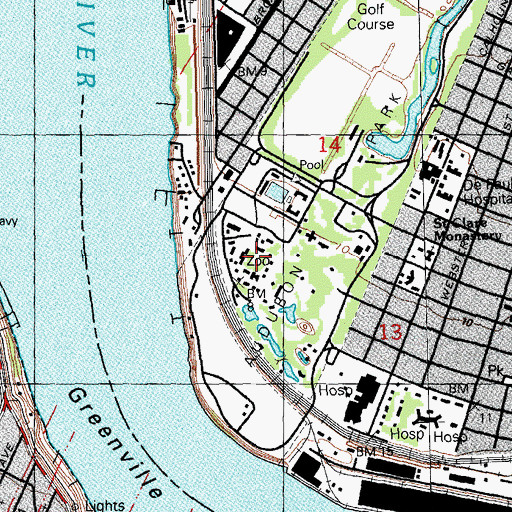 Topographic Map of Audubon Zoo, LA