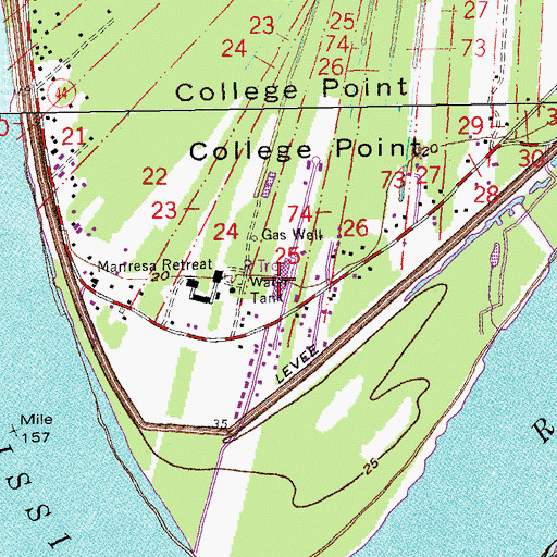 Topographic Map of Convent Courthouse, LA