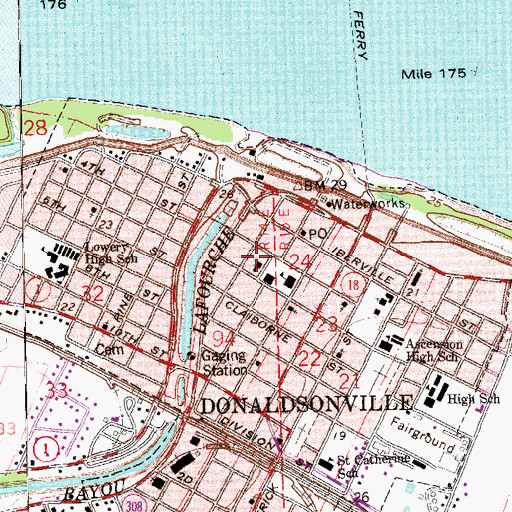 Topographic Map of Donaldsonville Courthouse, LA