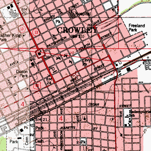 Topographic Map of Acadia Parish Office, LA