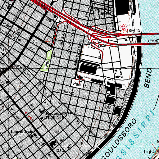 Topographic Map of Annunciation Community Building, LA