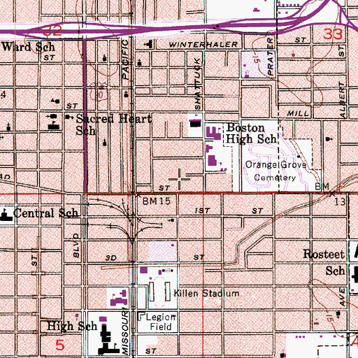 Topographic Map of Calcasieu Parish Office, LA