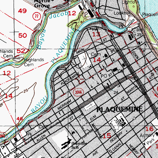 Topographic Map of Iberville Parish Office, LA
