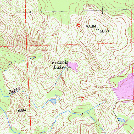 Topographic Map of Francis Lake, CA