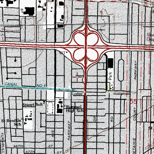Topographic Map of Jefferson Parish East Bank Office, LA