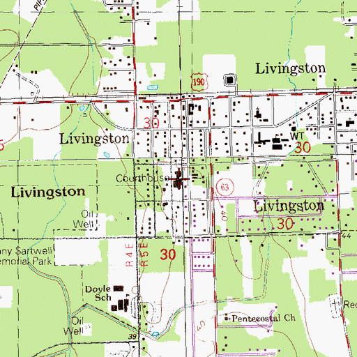Topographic Map of Livingston Parish Office, LA