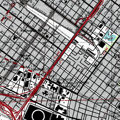 Topographic Map of Orleans Parish Office Uptown Branch, LA