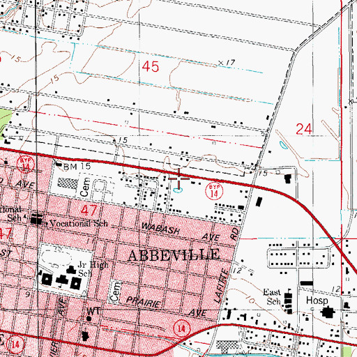 Topographic Map of Vermilion Parish Office, LA
