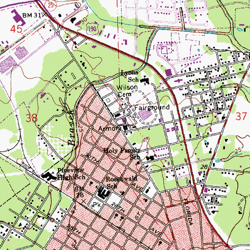 Topographic Map of National Guard Armory, LA