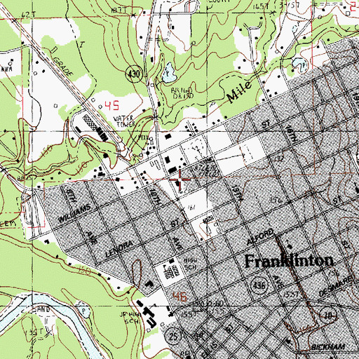 Topographic Map of Franklinton Town Hall, LA